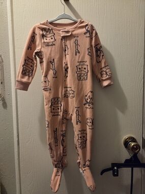 Carter's Peach Footed One-Piece with Campfire Graphics 18 Months